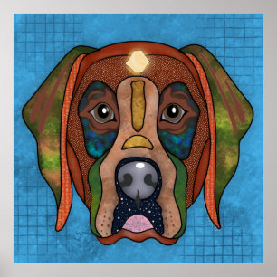 Crazy Labrador Retriever dog face Poster