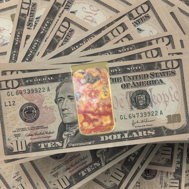 Crazy Lace Agate Pattern Gold Finish Money Clip (In Situ Money)
