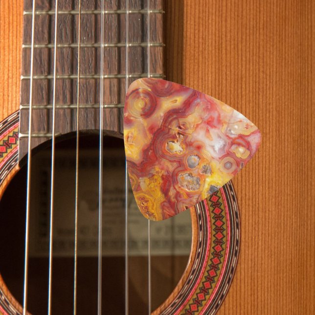 Crazy Lace Agate Pattern Guitar Pick (In Situ)
