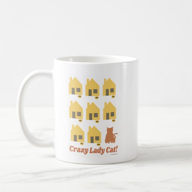 Crazy Lady Cat Fun Cartoon Pet  Multi Home Saying Coffee Mug (Left)