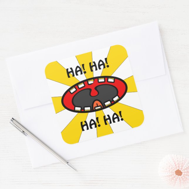 Crazy Laughing Mouth Cartoon Square Sticker (Envelope)