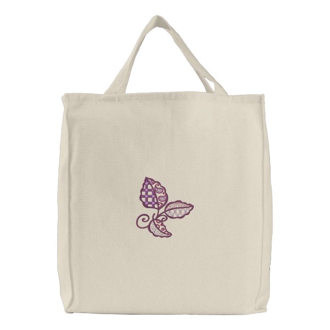Crazy Leaves Embroidered Tote Bag (Front)