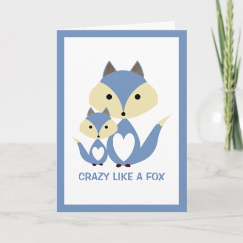 Crazy Like a Fox Blue Fox Burlap Card