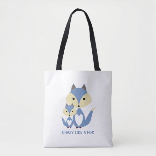 Crazy Like a Fox Blue Fox Burlap Tote Bag