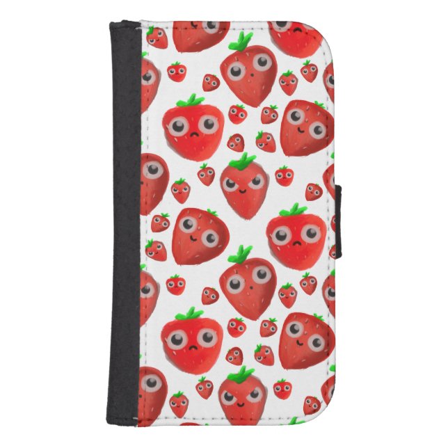 Crazy Lil Strawberries Samsung Galaxy Wallet Case (Front)