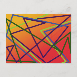 crazy lines on warm background whimsical  postcard