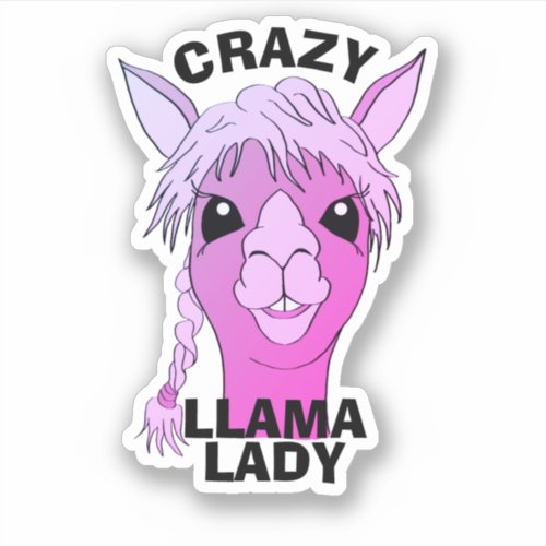 Crazy Llama Lady Pink Custom Vinyl Cut Sticker