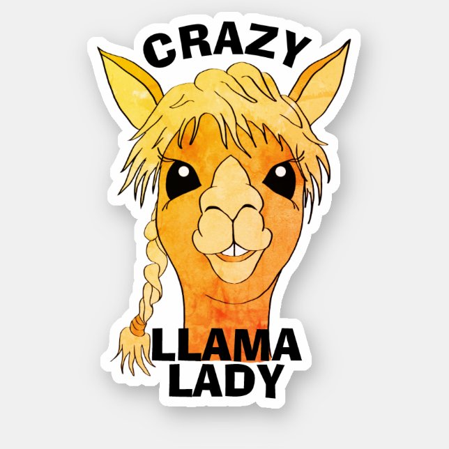 Crazy Llama Lady Rustic Custom Vinyl Cut Sticker (Front)