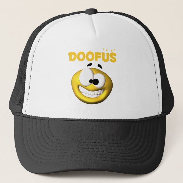 Crazy Looking Doofus Face Trucker Hat (Front)