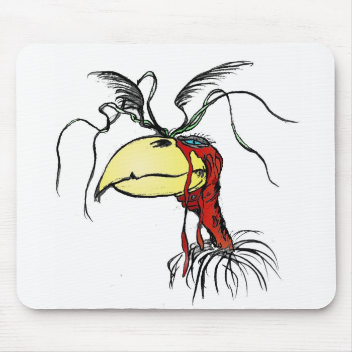 Crazy Looking Harpie Vulture Bird with Red Neck Mousepad