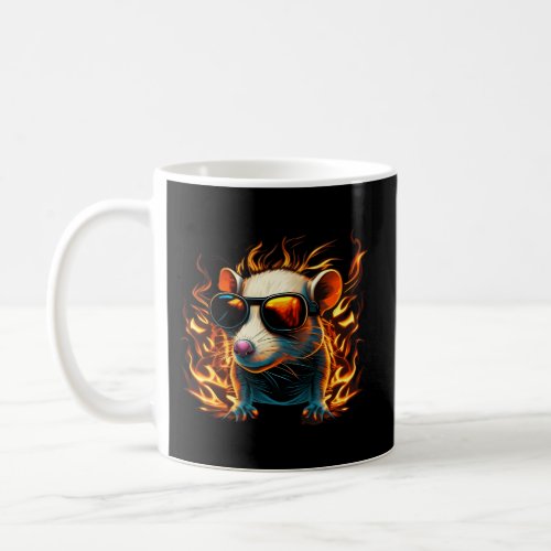 Crazy Looking Rat With Sunglasses And Fire For Whi Coffee Mug