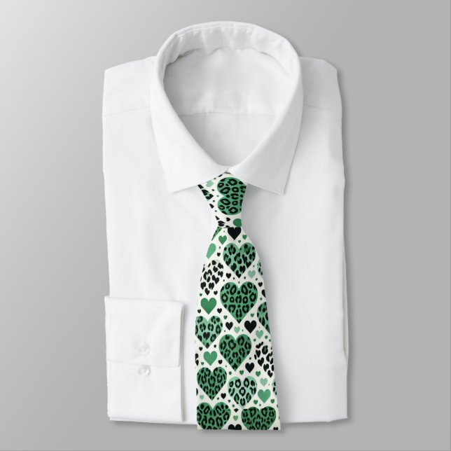 Crazy Love (Green) Neck Tie (Tied)