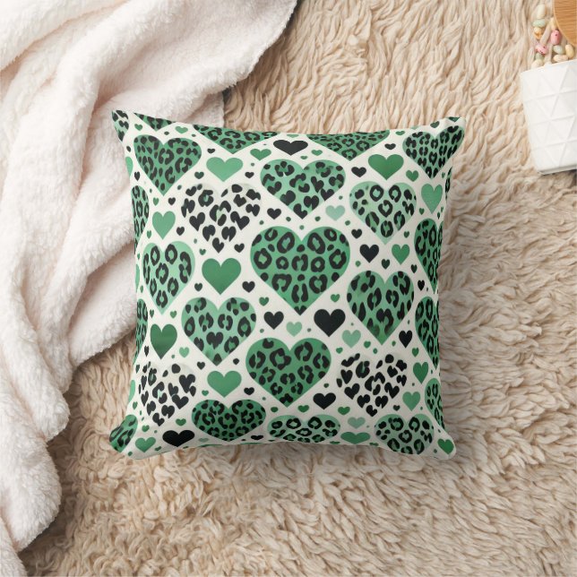 Crazy Love (Green) Throw Pillow (Blanket)