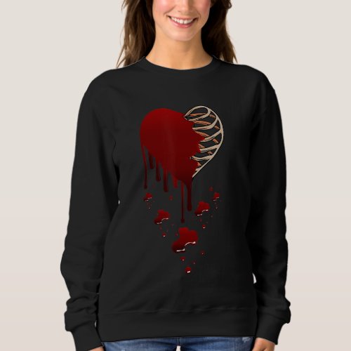 Crazy Love Hurt Broken Heart Pain Skeleton Bloody  Sweatshirt