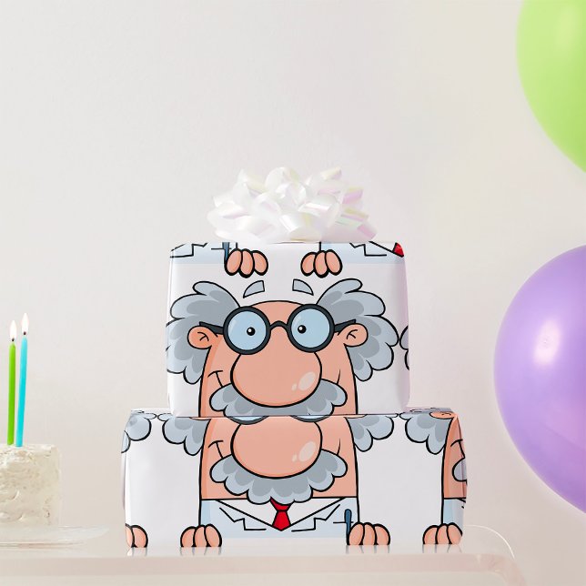 Crazy Mad Scientist in Lab Coat Wrapping Paper (Creator Uploaded)