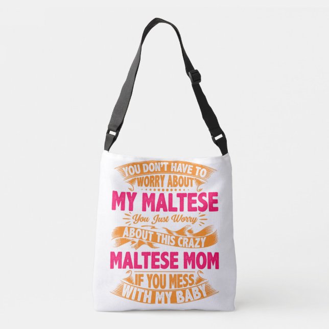 Crazy Maltese Mom Crossbody Bag (Back)