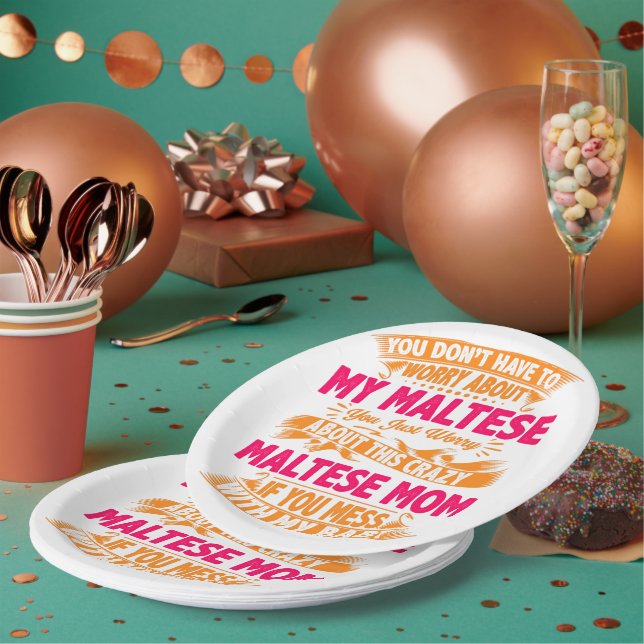 Crazy Maltese Mom Paper Plates (Multi)