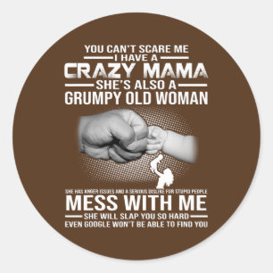 Crazy mama classic round sticker