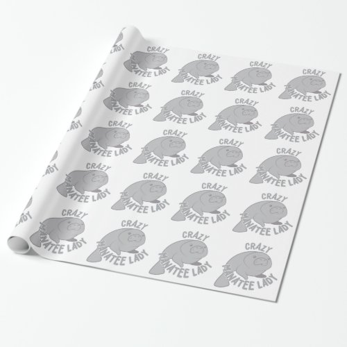 Crazy Manatee Lady Wrapping Paper