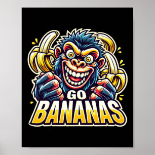 Crazy Monkey Go Bananas Sticker Poster