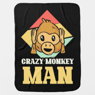 Crazy Monkey Man Baby Blanket