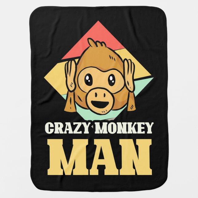 Crazy Monkey Man Baby Blanket (Front)