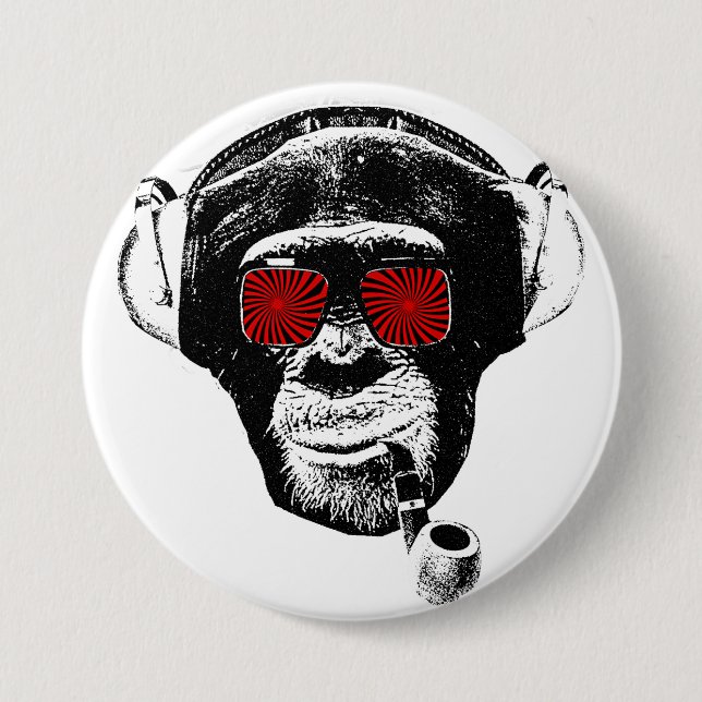 crazy monkey pinback button (Front)