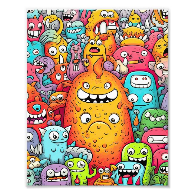 Crazy Monster Doodles Photo Print (Front)