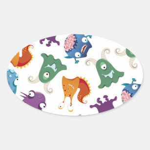 Crazy Monsters Fun Colorful Patterns for Kids Oval Sticker