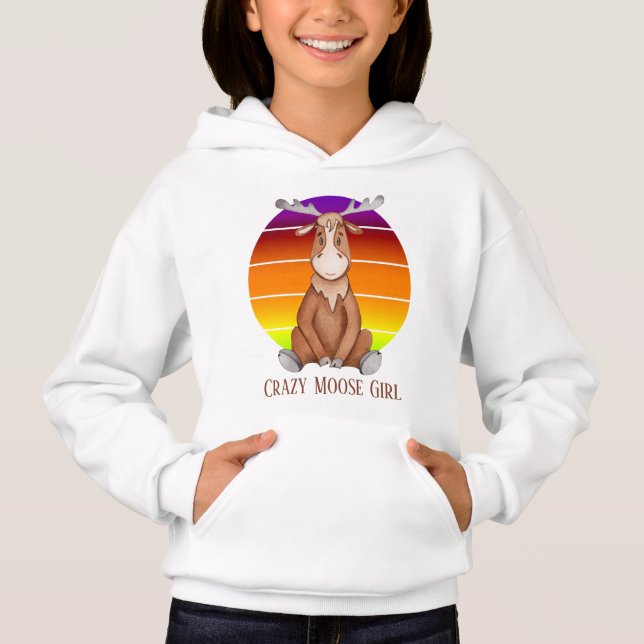 crazy moose girl add text hoodie (Front)