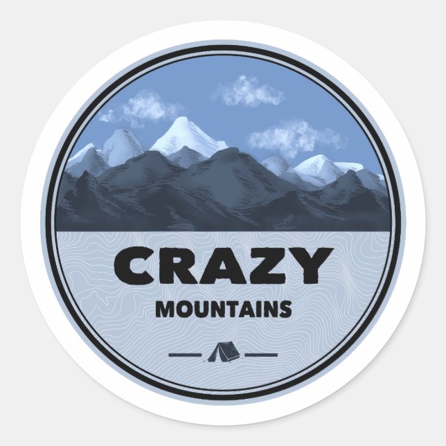 Crazy Mountains Montana Camping Classic Round Sticker (Front)