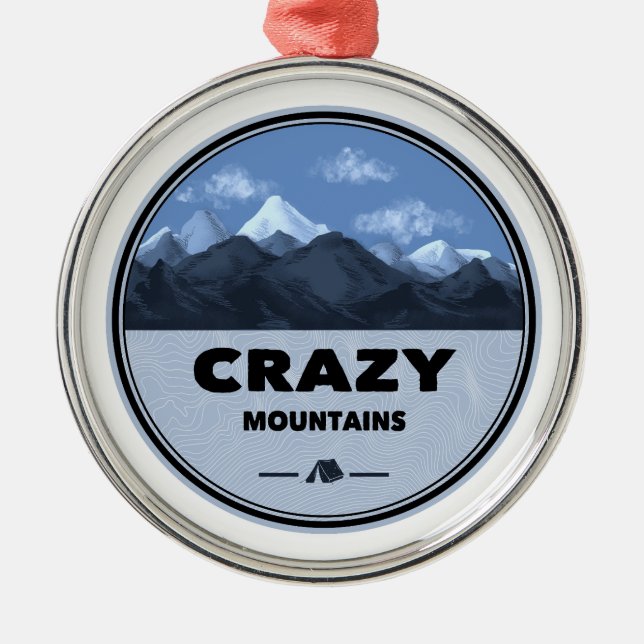Crazy Mountains Montana Camping Metal Ornament (Front)