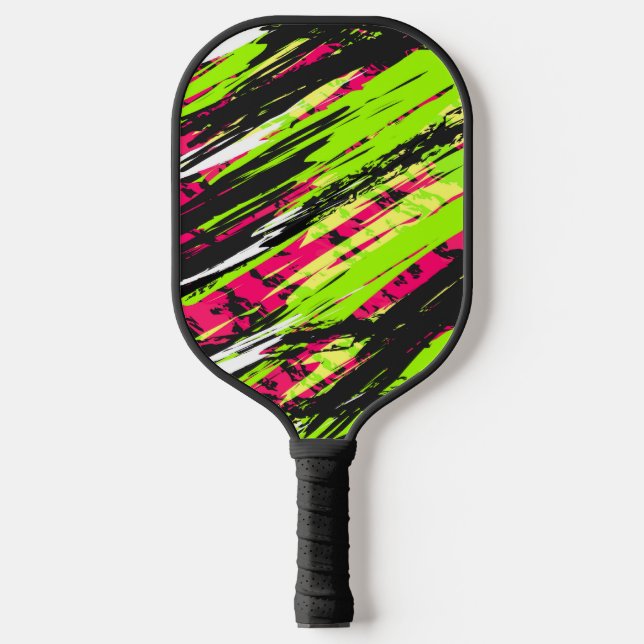 Crazy Multi-Color Racing Background Pickleball Paddle (Front)