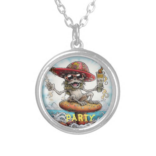 Crazy Mushroom Guy Silver Plated Necklace
