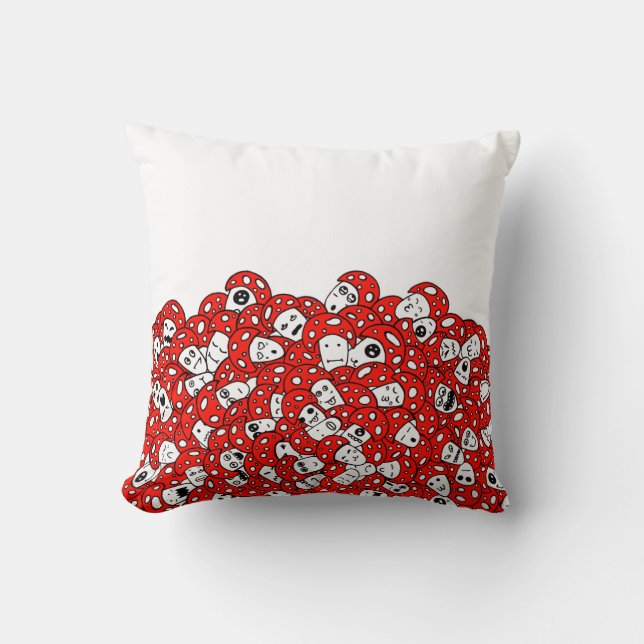 Crazy Mushrooms Throw Pillow (Front)