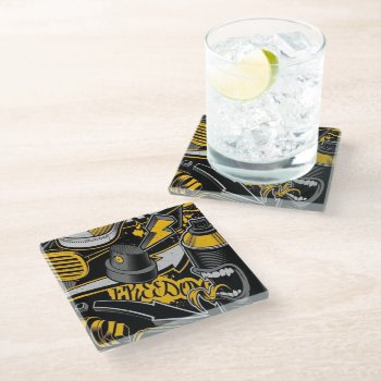 Crazy Music Black Yellow Graffiti Spay All Star Glass Coaster by nonstopshop at Zazzle