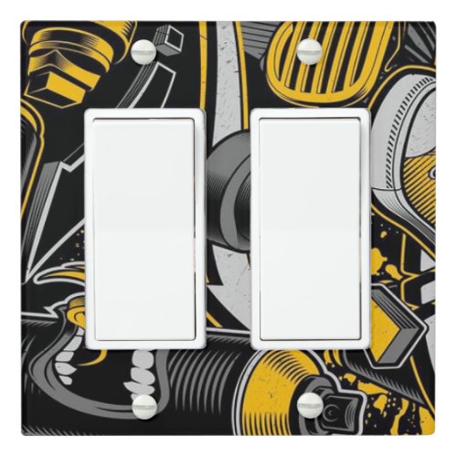 Crazy Music Black Yellow Graffiti Spay all star Light Switch Cover