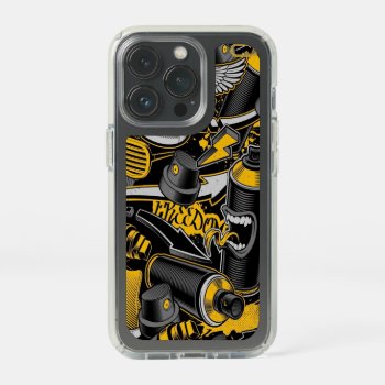 Crazy Music Black Yellow Graffiti Spay All Star Speck Iphone 13 Pro Case by nonstopshop at Zazzle