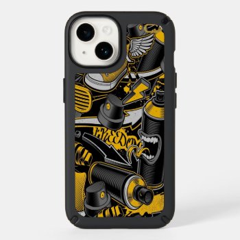 Crazy Music Black Yellow Graffiti Spay All Star Speck Iphone 14 Case by nonstopshop at Zazzle