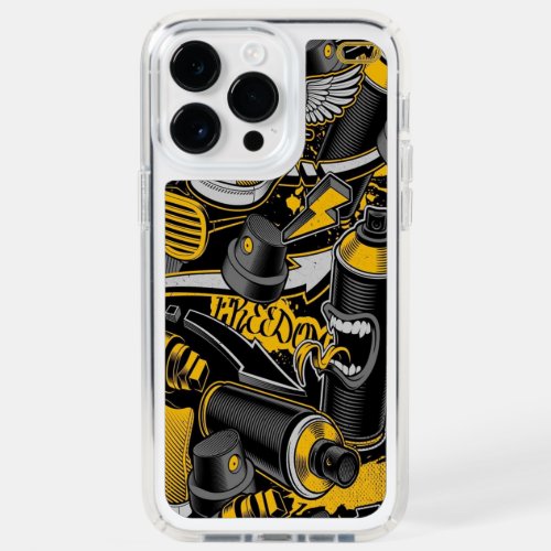 Crazy Music Black Yellow Graffiti Spay all star Speck iPhone 14 Pro Max Case