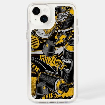Crazy Music Black Yellow Graffiti Spay All Star Speck Iphone 14 Plus Case by nonstopshop at Zazzle