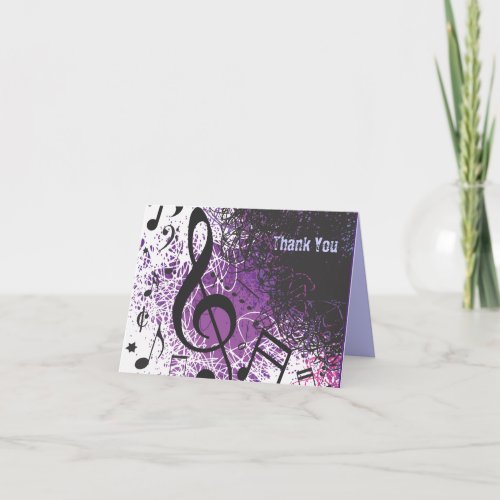 CRAZY MUSICAL NOTES Bar Bat Mitzvah Thank You Card