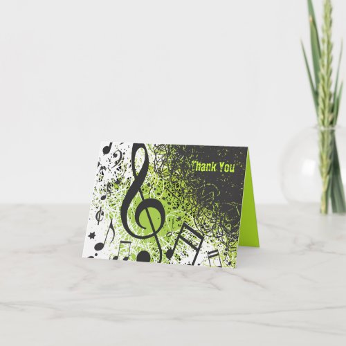 CRAZY MUSICAL NOTES Bar Bat Mitzvah Thank You Card