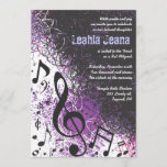 CRAZY MUSICAL NOTES Bar Mitzvah Invitation Violet