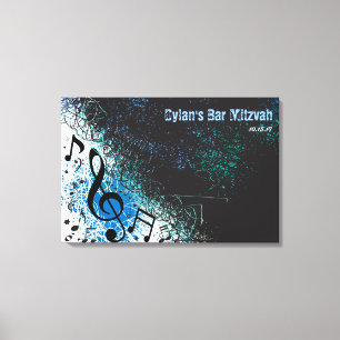 CRAZY MUSICAL NOTES Bar Mitzvah  Sign-In Board Canvas Print