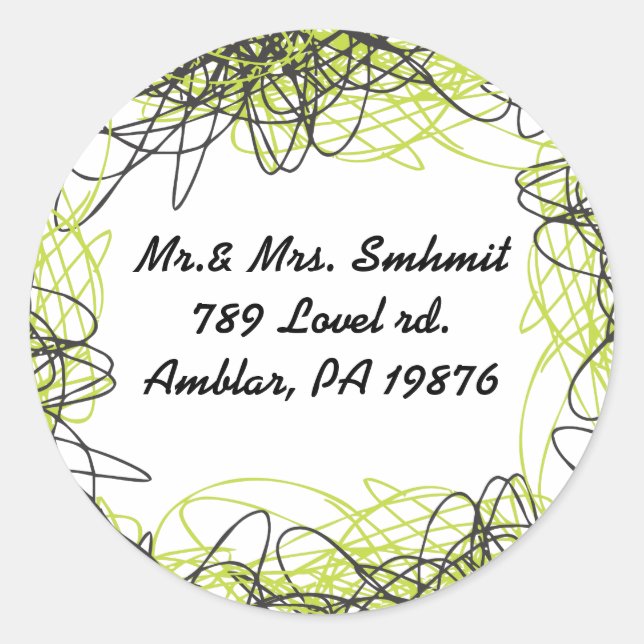 CRAZY MUSICAL NOTES Bar Mitzvah Sticker Seal Lime (Front)
