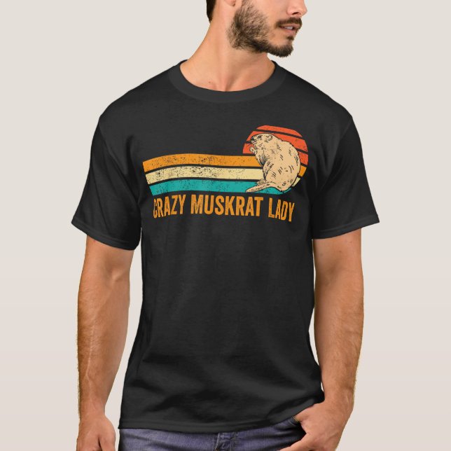 Crazy Muskrat Lady Retro T-Shirt (Front)