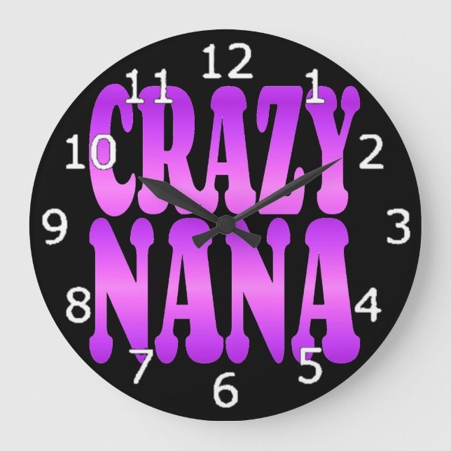 Crazy Nana in Purple Large Clock (Front)