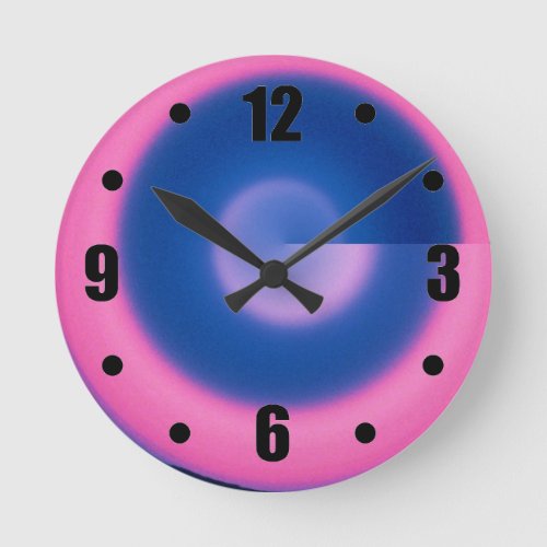 Crazy Neon Pink and Blue Round Wall Clock