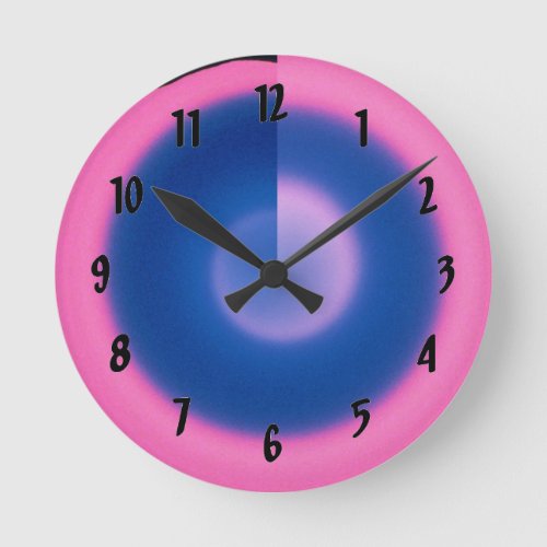 Crazy Neon Pink and Blue Small Round Wall Clock